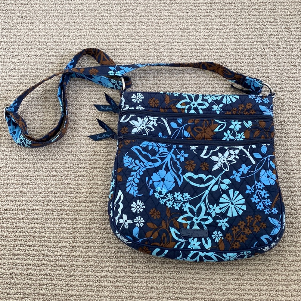 Vera Bradley quilted blue floral large crossbody